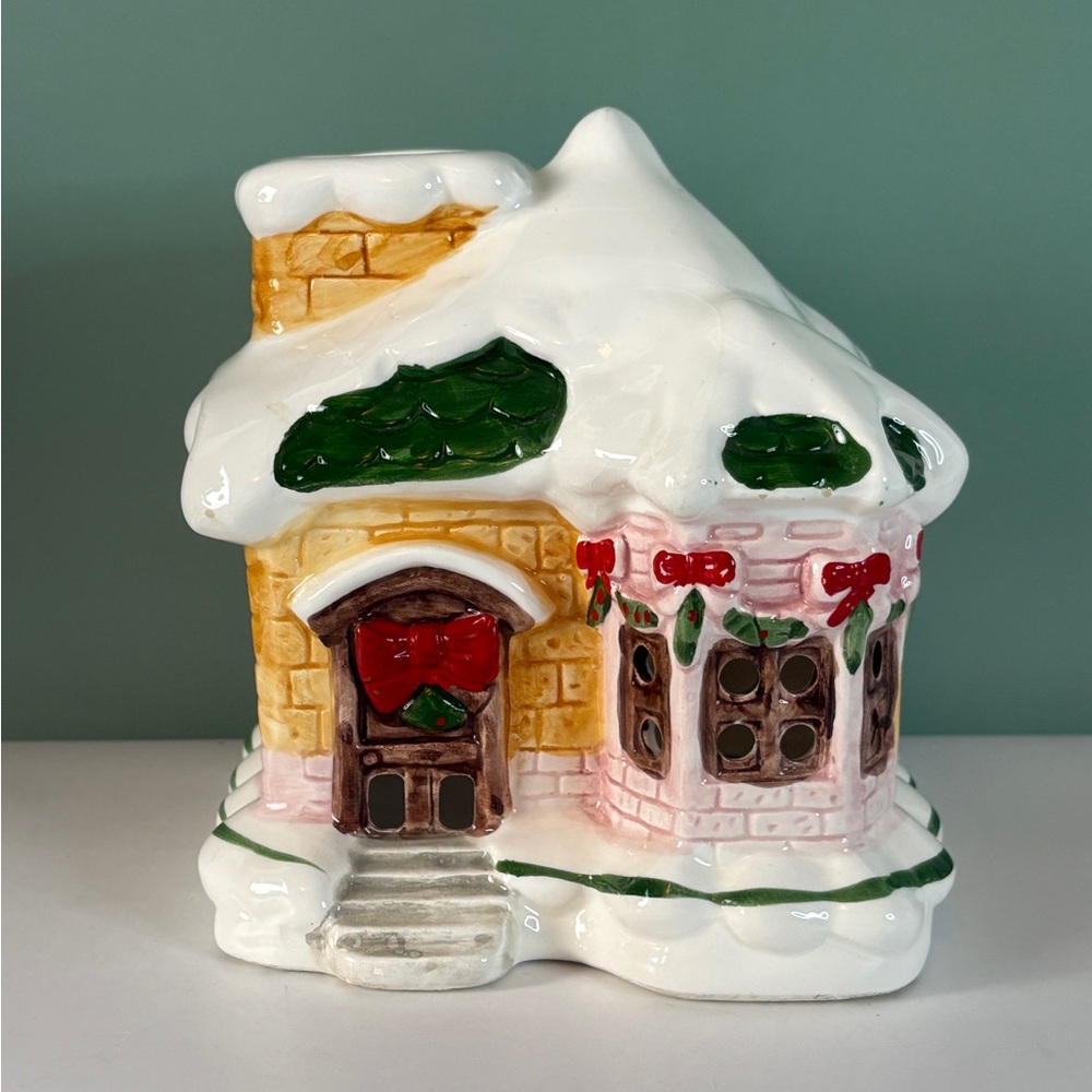 Holiday Ceramic House with Snow Accents
